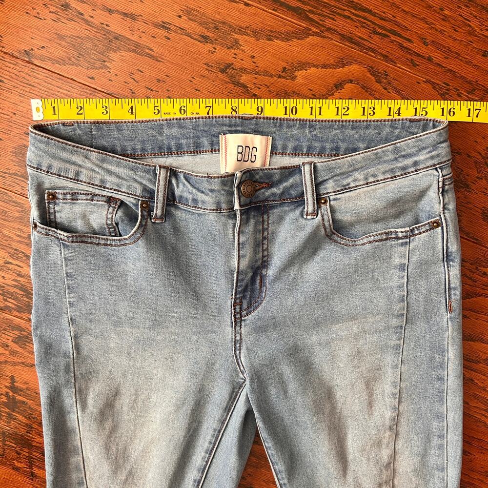 UO Vintage Patchwork Extreme Flare Y2K Jeans Light Blue Size 29 - Picture 10 of 14